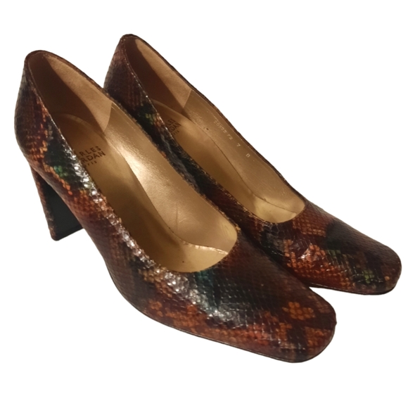 CHARLES JOURDAN Snake Embossed Leather Pumps Multicolor Sz 7B - Picture 4 of 9